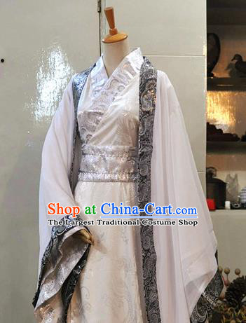 Chinese Drama Cosplay Prince White Apparels Jin Dynasty Noble Childe Garment Costumes Ancient Scholar Hanfu Clothing