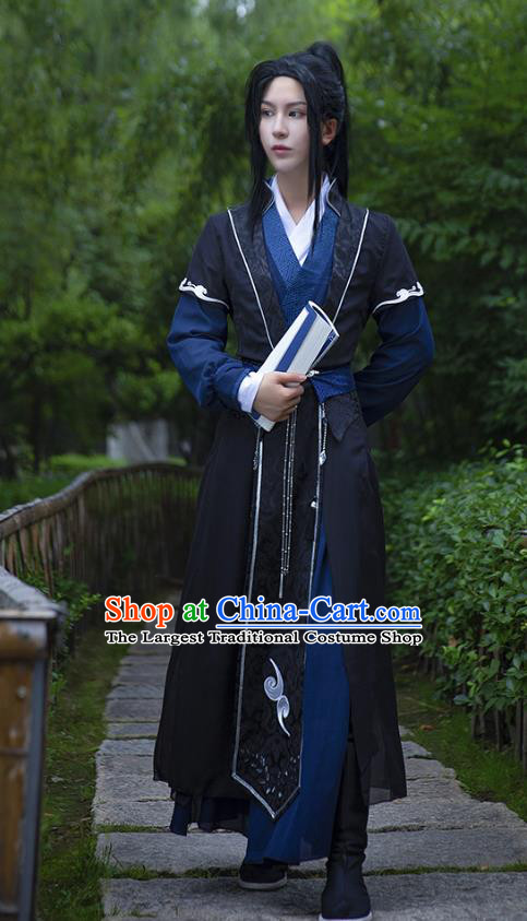 Chinese Ming Dynasty Swordsman Garment Costumes Ancient Young Knight Clothing Cosplay Chivalrous Male Mo Ran Apparels