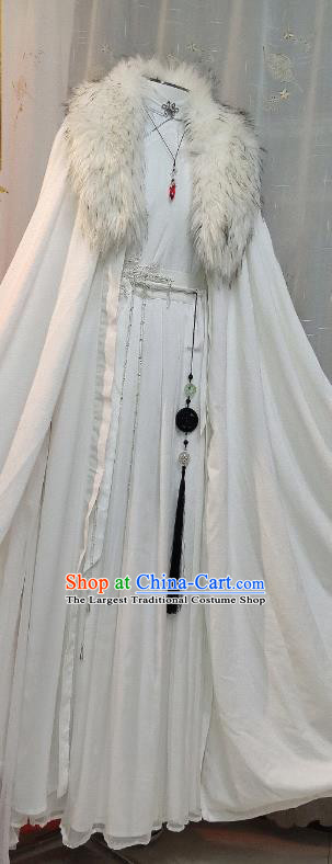 Chinese Cosplay Noble Childe White Apparels Ming Dynasty Prince Garment Costumes Ancient Swordsman Clothing