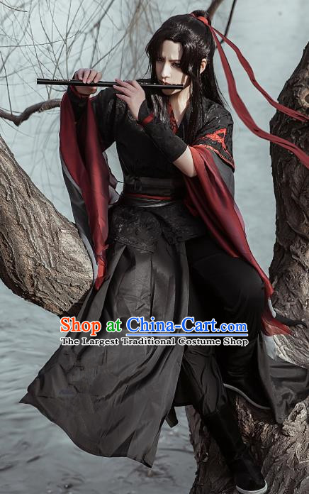 Chinese Jin Dynasty Young Childe Clothing Cosplay Swordsman Wei Wuxian Apparels Ancient Taoist Priest Garment Costumes