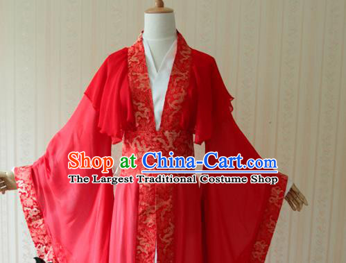 China Traditional Song Dynasty Young Beauty Red Hanfu Dress Cosplay Fairy Murong An Clothing Ancient Princess Garments