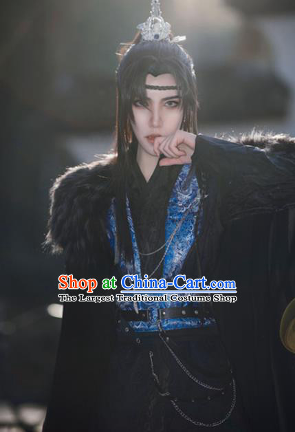 Chinese Ancient Young Knight Garment Costumes Cosplay Swordsman Xiao Chiye Hanfu Clothing Traditional Ming Dynasty Black Apparels