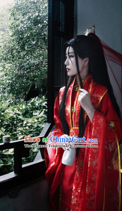 Chinese Traditional Ming Dynasty Prince Apparels Ancient Noble Childe Garment Costumes Cosplay Swordsman Red Hanfu Clothing