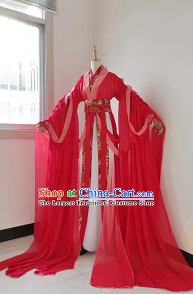 Chinese Traditional Jin Dynasty Wedding Apparels Ancient Childe Garment Costumes Cosplay Swordsman Hua Cheng Red Hanfu Clothing