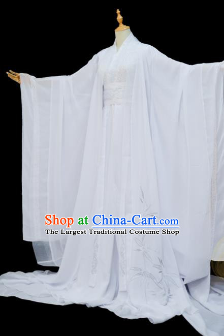 Chinese Cosplay Swordsman Chu Wanning White Hanfu Clothing Traditional Jin Dynasty Scholar Apparels Ancient Childe Garment Costumes