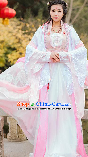 China Cosplay Princess Clothing Ancient Fairy Garments Traditional Song Dynasty Palace Lady Pink Hanfu Dress