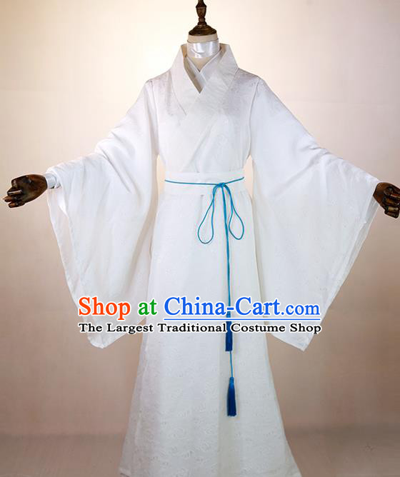 Chinese Cosplay Prince Xie Lian White Clothing Traditional Han Dynasty Young Childe Apparels Ancient Scholar Garment Costumes