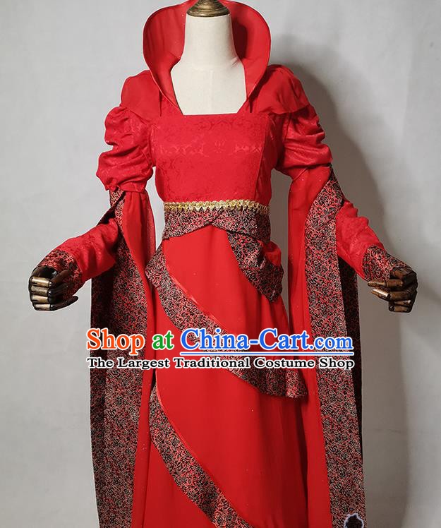 China Cosplay Goddess Long Kui Clothing Ancient Swordswoman Garments Traditional Game The Legend of Sword and Fairy Red Dress