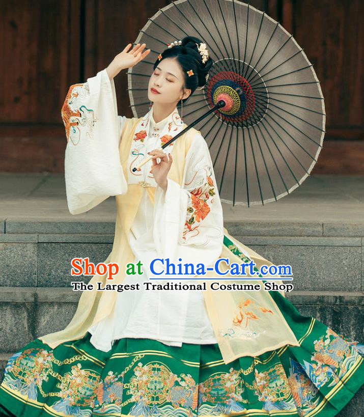 China Traditional Hanfu Garments Ancient Imperial Countess Embroidered Dress Apparels Ming Dynasty Noble Woman Historical Clothing