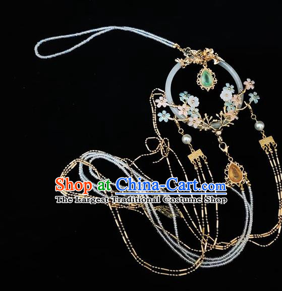 Chinese Ming Dynasty Princess Waist Accessories Traditional Ancient Hanfu Jade Tassel Belt Pendant