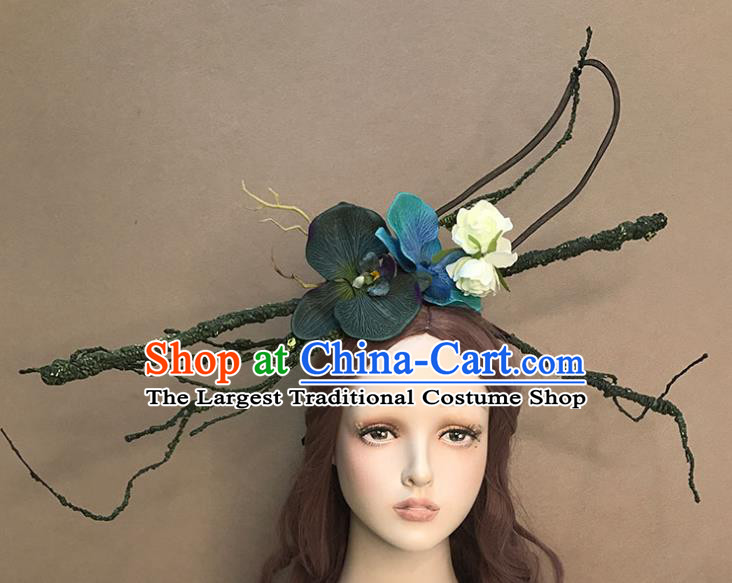 Top Catwalks Hair Clasp Cosplay Witch Hair Accessories Baroque Giant Hair Crown Stage Show Headdress