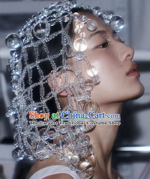 Top Catwalks Performance Hair Accessories Baroque Bride Hair Clasp Stage Show Beads Tassel Hat