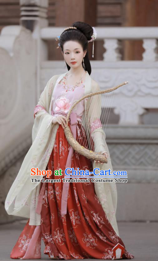 China Ancient Palace Woman Hanfu Dress Garments Traditional Tang Dynasty Imperial Consort Historical Clothing Complete Set