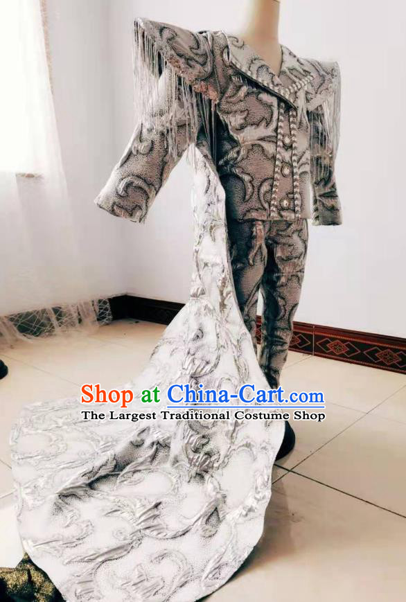 Custom Children Catwalks Garment Costume Boys Performance Clothing Stage Show Prince Grey Uniforms