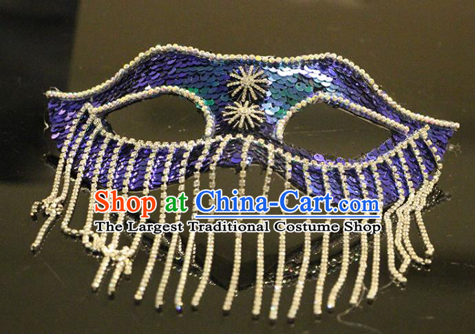 Handmade Halloween Cosplay Crystal Tassel Face Mask Costume Party Sequins Blinder Baroque Princess Headpiece Brazil Carnival Mask