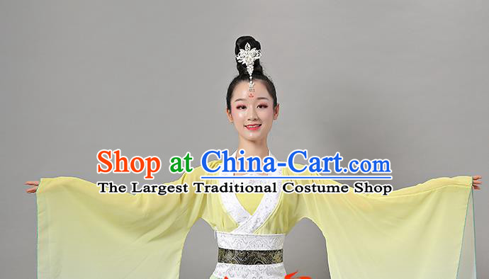 Top Chinese Woman Court Dance Garment Costume Traditional Stage Performance Clothing Classical Hanfu Dance Yellow Dress