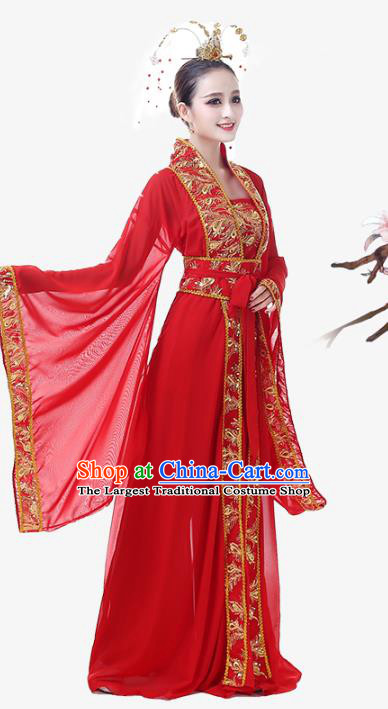 Top Chinese Woman Stage Performance Clothing Classical Dance Garment Costume Traditional Court Empress Red Hanfu Dress Outfits