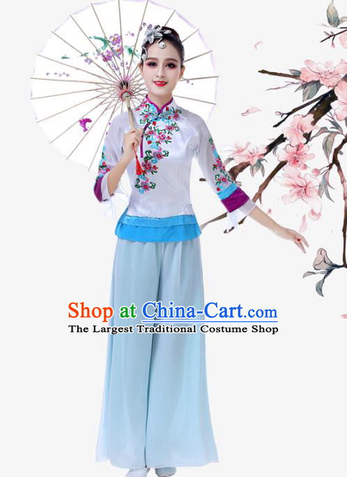 China Female Umbrella Dance Clothing Jiaozhou Yangko Performance Uniforms Fan Dance Garment Costume