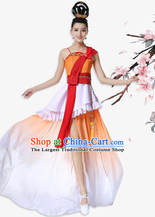 Top Chinese Classical Dance Solo Dance Garment Costume Traditional Umbrella Dance Orange Dress Woman Stage Performance Clothing