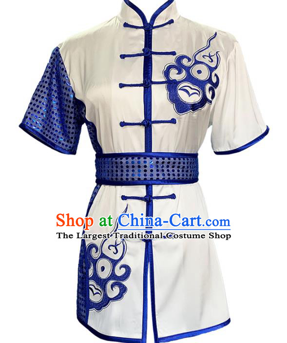 Top Chinese Martial Arts Competition Clothing Southern Boxing Performance White Outfits Wushu Kung Fu Garment Costumes