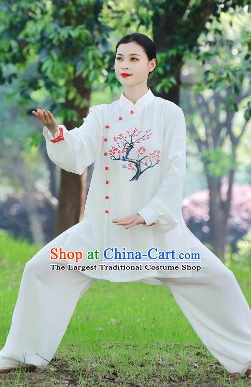 Chinese Tai Ji Competition Painting Plum Blossom Outfits Tai Chi Group Performance Clothing Martial Arts Garment Kung Fu Suits