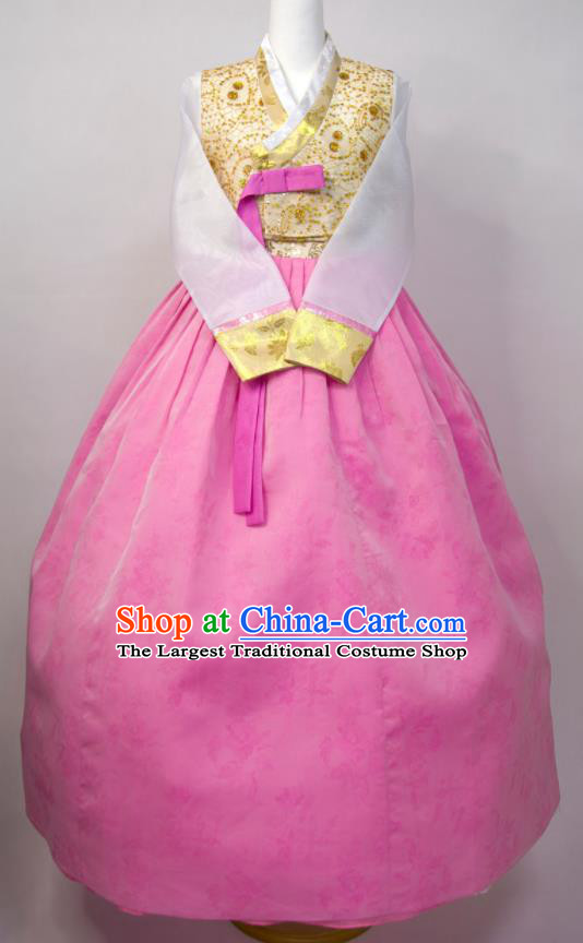 Korean Festival Clothing Woman Fashion Yellow Blouse and Pink Dress Traditional Wedding Bride Costumes Court Ceremony Hanbok