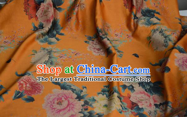 High Quality Chinese Qipao Cheongsam Fabric DIY Fabric Silk Fabric Yellow Gambiered Guangdong Gauze