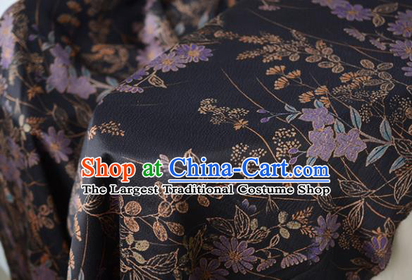 Chinese High Quality Cheongsam Cloth Classical Daisy Pattern DIY Satin Fabric Silk Fabric Black Gambiered Guangdong Gauze