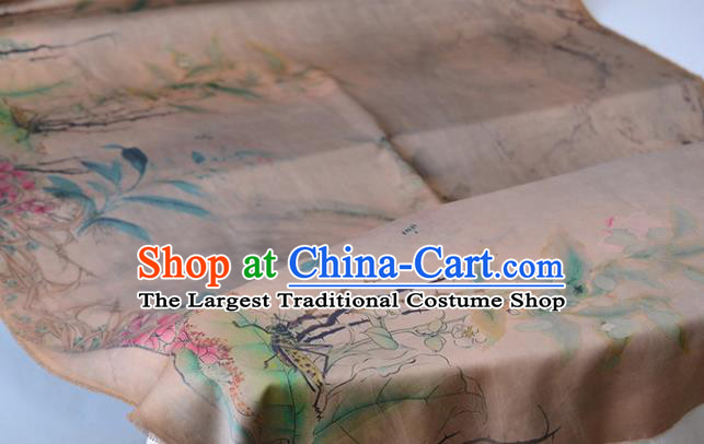 Chinese Khaki Gambiered Guangdong Gauze High Quality Cheongsam Cloth Classical Pattern DIY Satin Fabric Silk Fabric