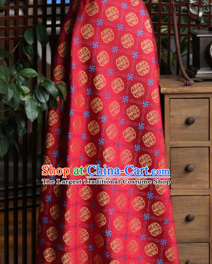 Chinese Silk Fabric Classical Lucky Pattern Song Brocade Red Tapestry Cloth Traditional Cheongsam Jacquard Drapery