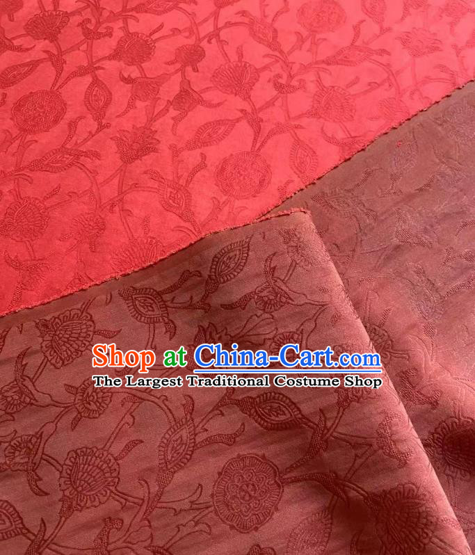 Chinese Classical Peony Pattern Brocade Cloth Gambiered Guangdong Gauze Traditional Cheongsam Drapery Red Silk Fabric