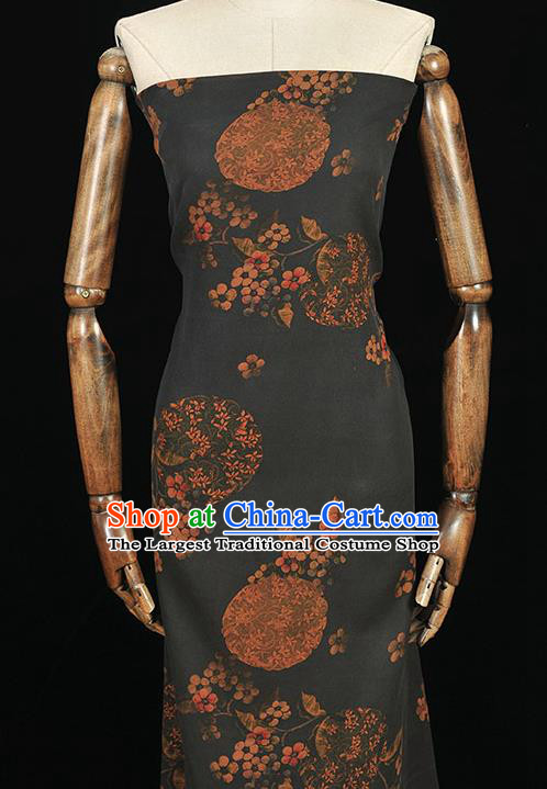 Chinese High Quality Gambiered Guangdong Gauze Traditional Pattern Wedding Dress Fabric Cheongsam Deep Grey Silk Cloth