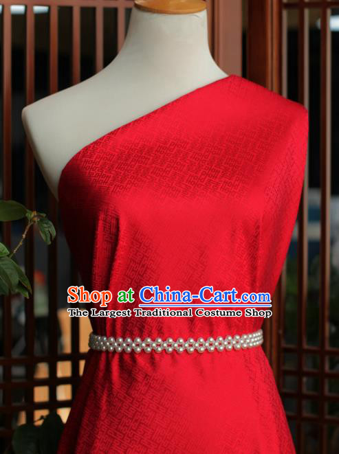 Chinese Silk Fabric Classical Wedding Pattern Red Brocade Cloth Tapestry Material Traditional Qipao Dress Drapery