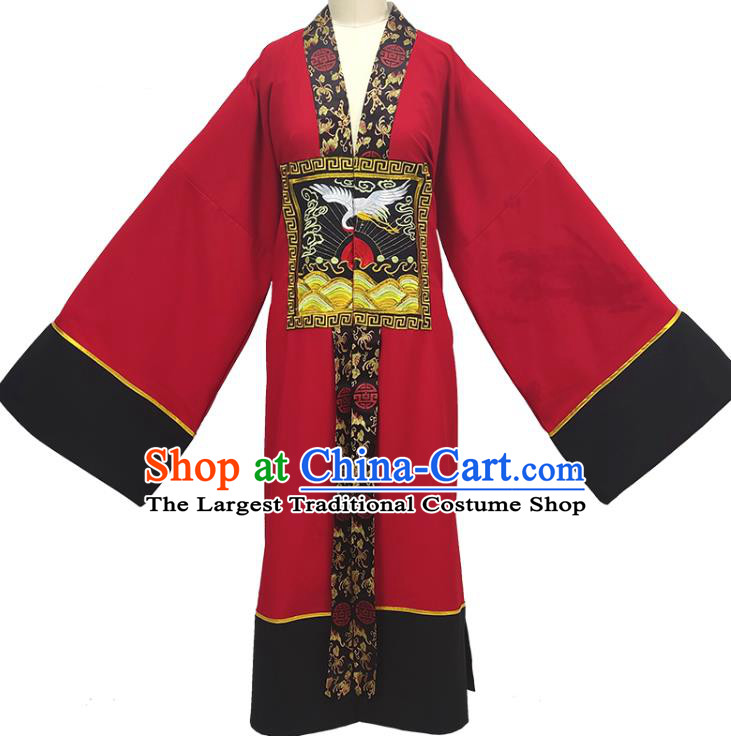 China Shaoxing Opera Red Priest Frock Clothing Peking Opera Taoist Robe Traditional Beijing Opera Embroidered Garment