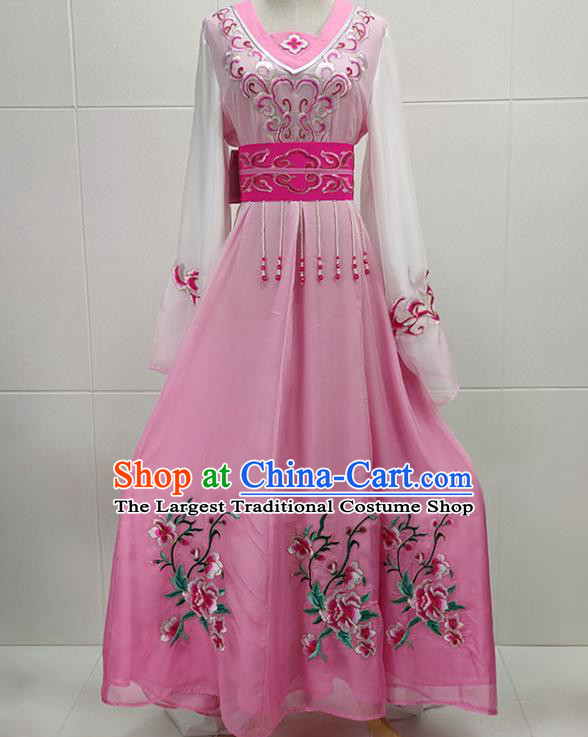 Chinese Beijing Opera Fairy Clothing Traditional Shaoxing Opera Young Beauty Pink Dress Garments