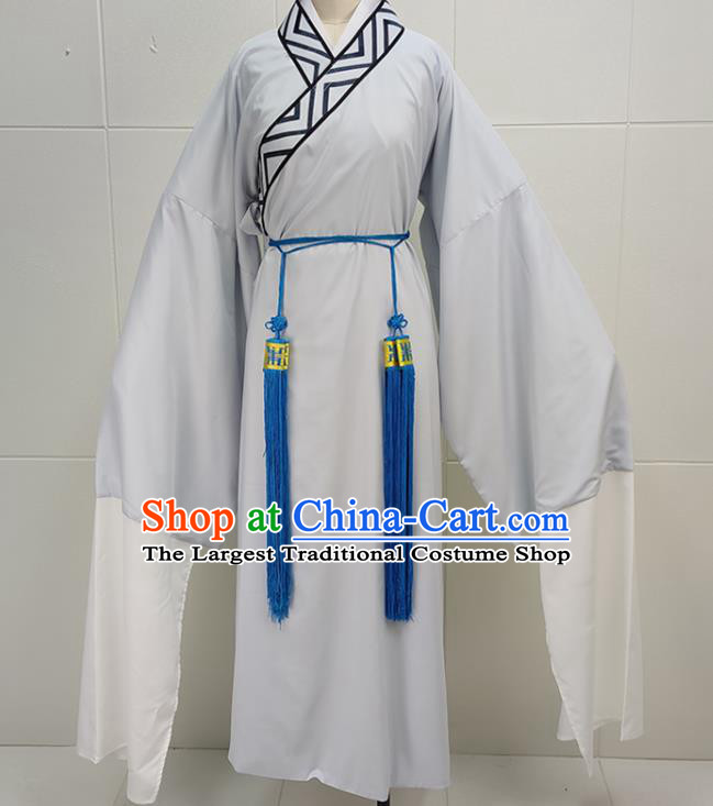 China Peking Opera Scholar Garments Traditional Shaoxing Opera Scholar Grey Robe Clothing