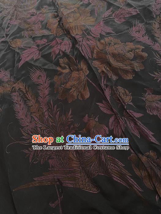 China Classical Phoenix Pattern Silk Fabric Traditional Cheongsam Brocade Cloth Jacquard Drapery