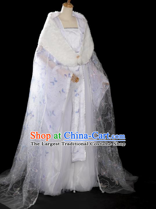 China Ancient Imperial Consort White Hanfu Dress Traditional Cosplay Goddess Garments Clothing