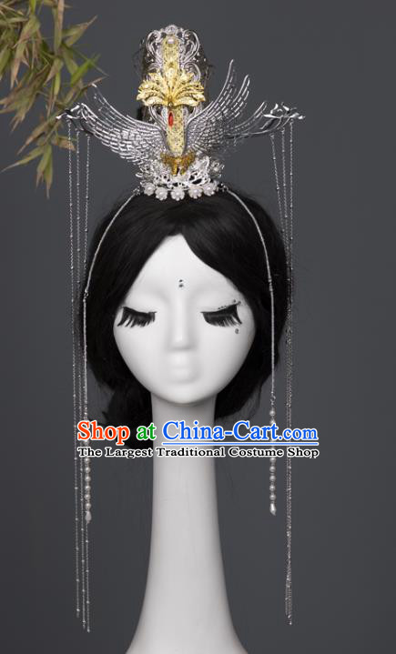 China Traditional Jin Dynasty Swordsman Hair Accessories Ancient Crown Prince Argent Hairdo Crown Hairpins