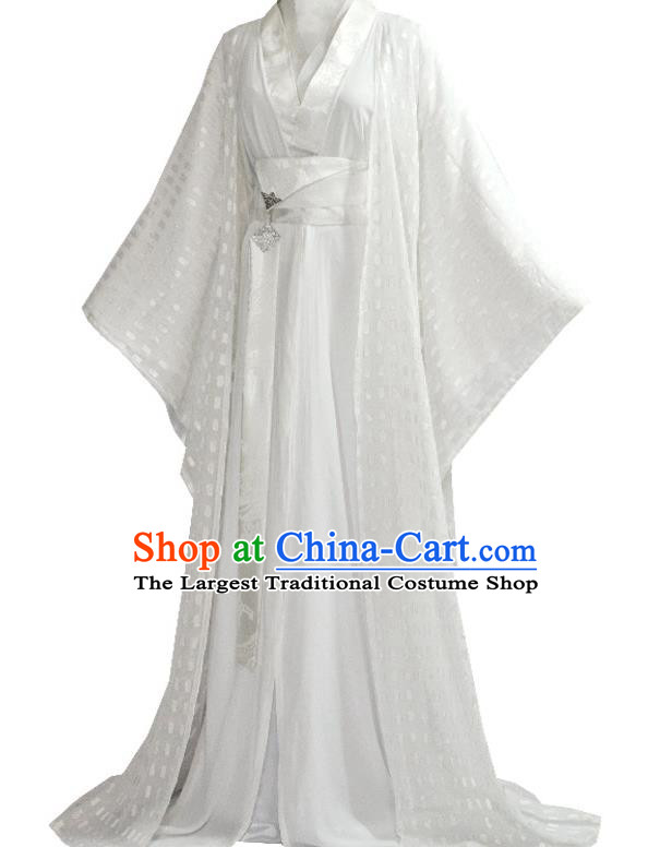 Chinese Ancient Swordsman White Hanfu Clothing Drama Cosplay Jin Dynasty Crown Prince Garment Costumes