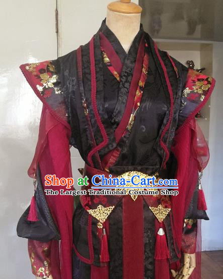 Chinese Ancient Swordsman Black Hanfu Clothing Drama Cosplay Jin Dynasty Chivalrous Knight Garment Costumes