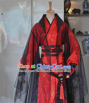 Chinese Drama Cosplay Crown Prince Apparels Ming Dynasty Knight Garment Costumes Ancient Swordsman Red Hanfu Clothing