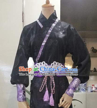 Chinese Drama Cosplay Assassin Apparels Ming Dynasty Knight Garment Costumes Ancient Swordsman Black Hanfu Clothing