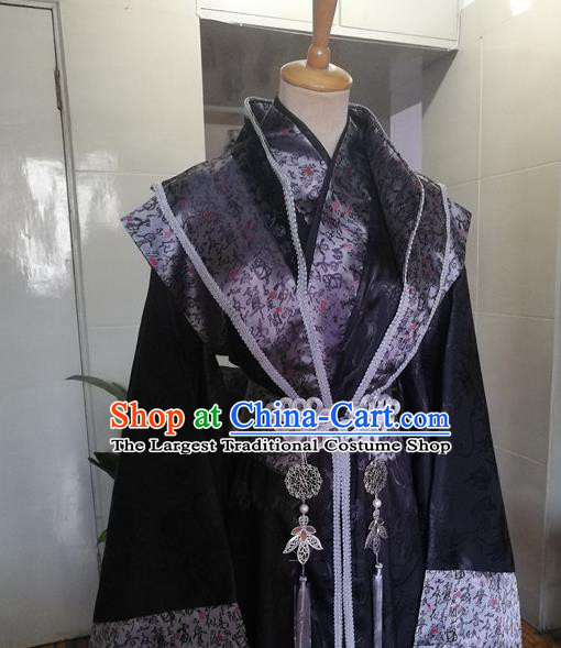 Chinese Ancient Emperor Black Hanfu Clothing Drama Cosplay King Apparels Qin Dynasty Monarch Garment Costumes