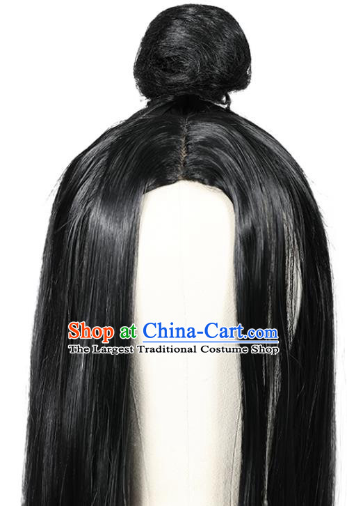 Chinese Cosplay Swordsman Wigs Ancient Young Knight Wigs Jin Dynasty Chivalrous Male Black Toupee Hairpieces