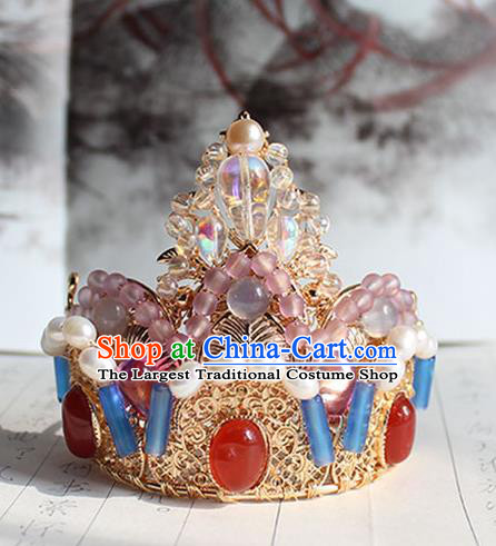 China Tang Dynasty Empress Gems Phoenix Coronet Traditional Hanfu Wedding Hair Accessories Ancient Princess Golden Hair Crown