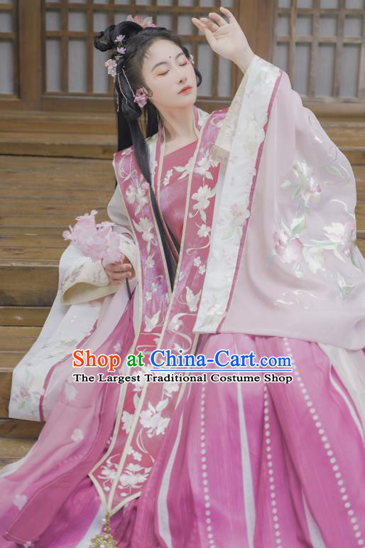 China Traditional Hanfu Garments Song Dynasty Palace Princess Historical Clothing Ancient Imperial Consort Dress