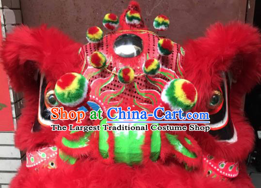 China Lion Dancing Competition Uniforms Handmade Red Fur Lion Head Southern Lion Dance Performance Costumes