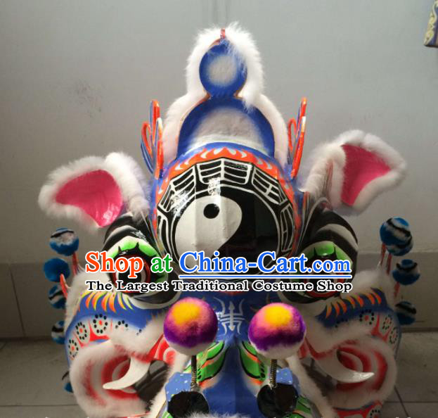 Handmade Chinese Folk Dance Stage Property New Year Performance Prop Traditional Spring Lantern Festival Blue Kylin Head