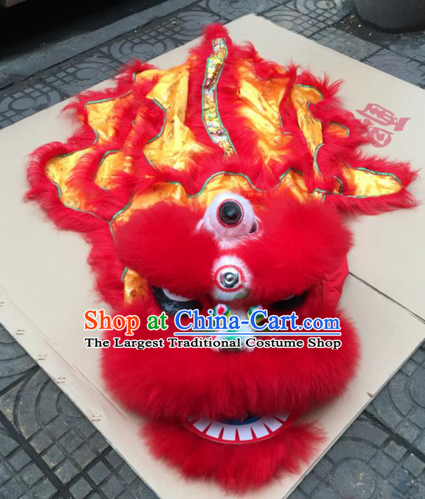 China Handmade Children Red Fur Lion Head South Lion Dance Performance Uniforms Spring Festival Lion Dancing Costumes for Kids